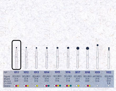 Infográfico do produto Ponta Diamantada Esférica 1011 - FG Infográfico do produto Ponta Diamantada Esférica 1011 - FG