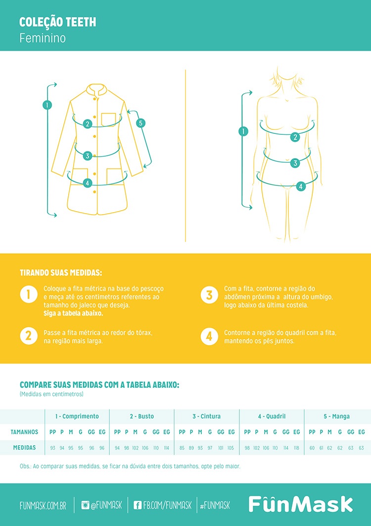 Infográfico do produto Jaleco Feminino Teeth Verde Àgua - PP Infográfico do produto Jaleco Feminino Teeth Verde Àgua - PP