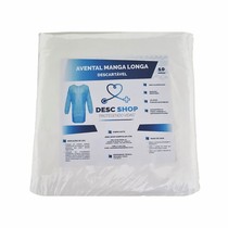Avental Descartável Manga Longa com Punho Látex Branco 20g - Desc Shop