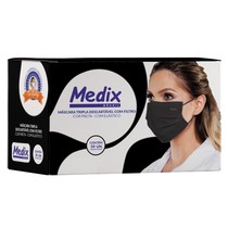 Máscara Descartável Tripla com Elástico e Filtro - Medix