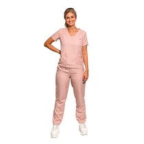 Pijama Scrub Cirúrgico Feminino Gabardine Manga Curta Tradicional Vinho M - Dana Jalecos