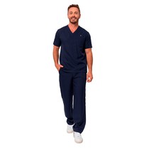 Pijama Scrub Cirúrgico Masculino Gabardine Manga Curta Tradicional Azul Marinho G - Dana Jalecos