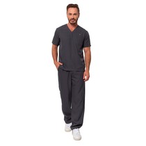 Pijama Scrub Cirúrgico Masculino Gabardine Manga Curta Tradicional Cinza G - Dana Jalecos
