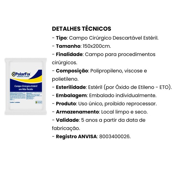 Campo Cirúrgico Estéril Polarfix | Dental Speed