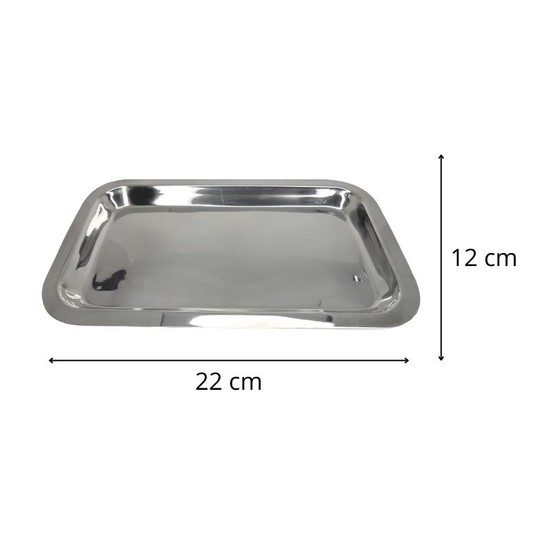 Bandeja Aço Inox 22 x 12 x 1,5cm