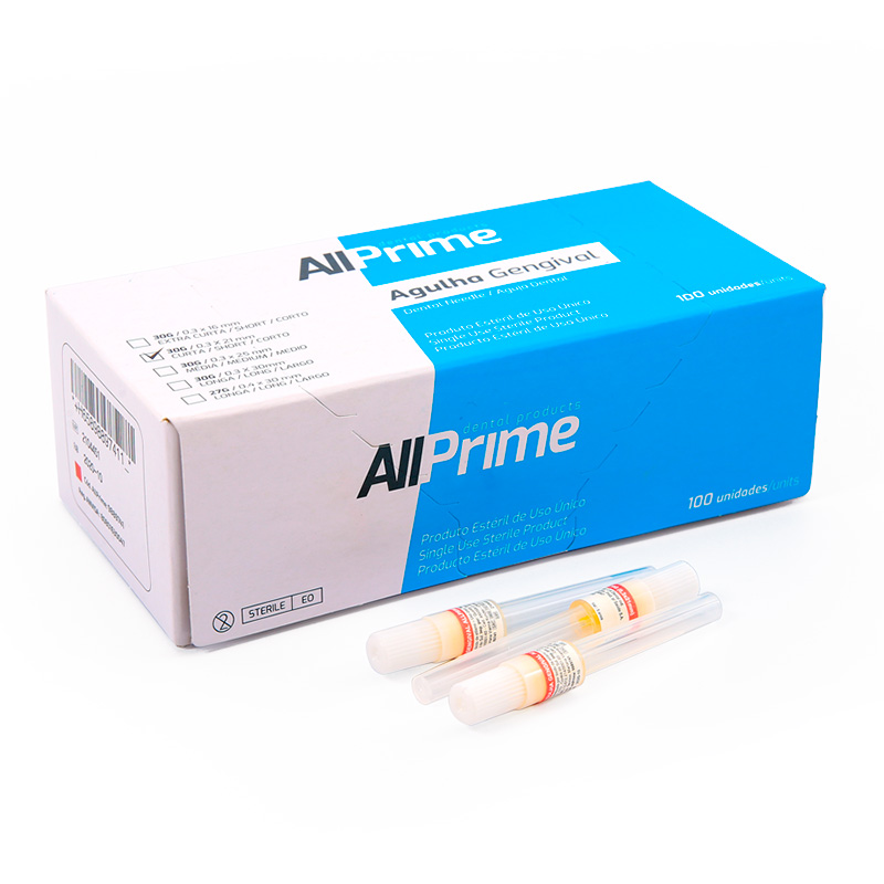 Agulha Gengival 30g 0,3x21mm Curta 100unid. - AllPrime