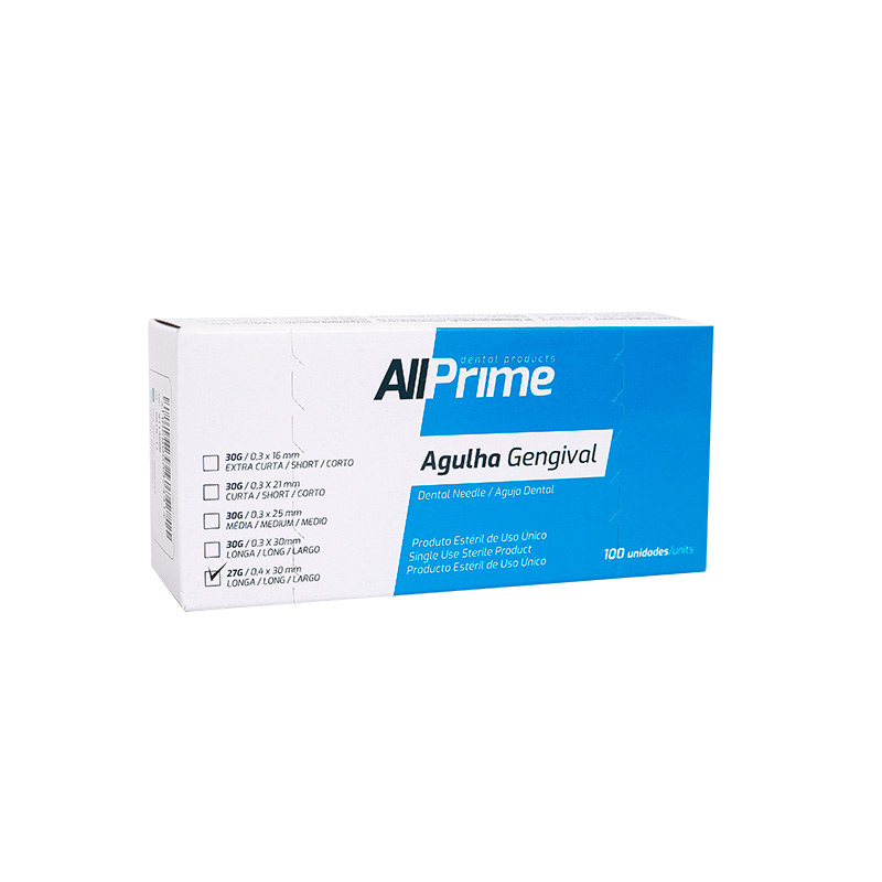 Agulha Gengival 27G 0,4x30mm Longa 100unid. - AllPrime
