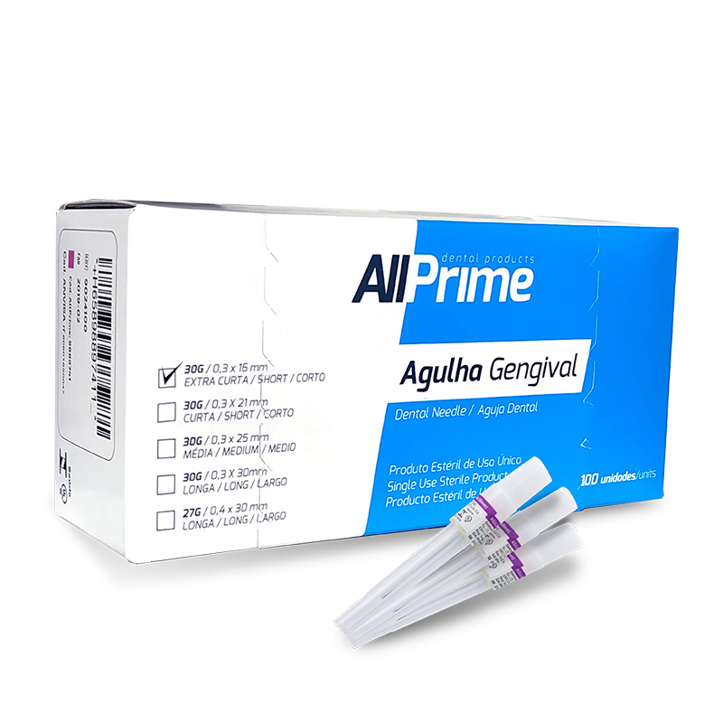 Agulha Gengival 30G 0,3x16mm Extra Curta - AllPrime