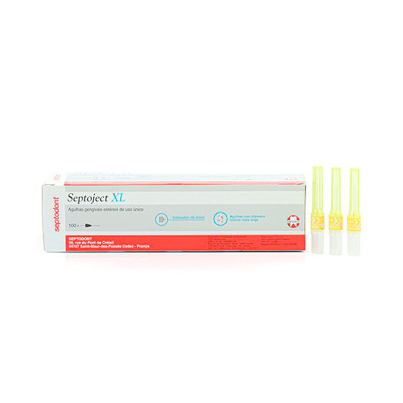 Agulha Gengival Septoject XL 30G 23mm Curta 100unid. - Septodont