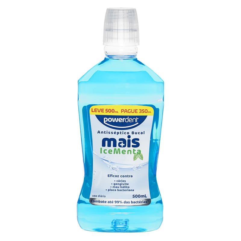 Antisséptico Bucal L500 Mais Ice Menta com Flúor e Álcool 500ml - Powerdent