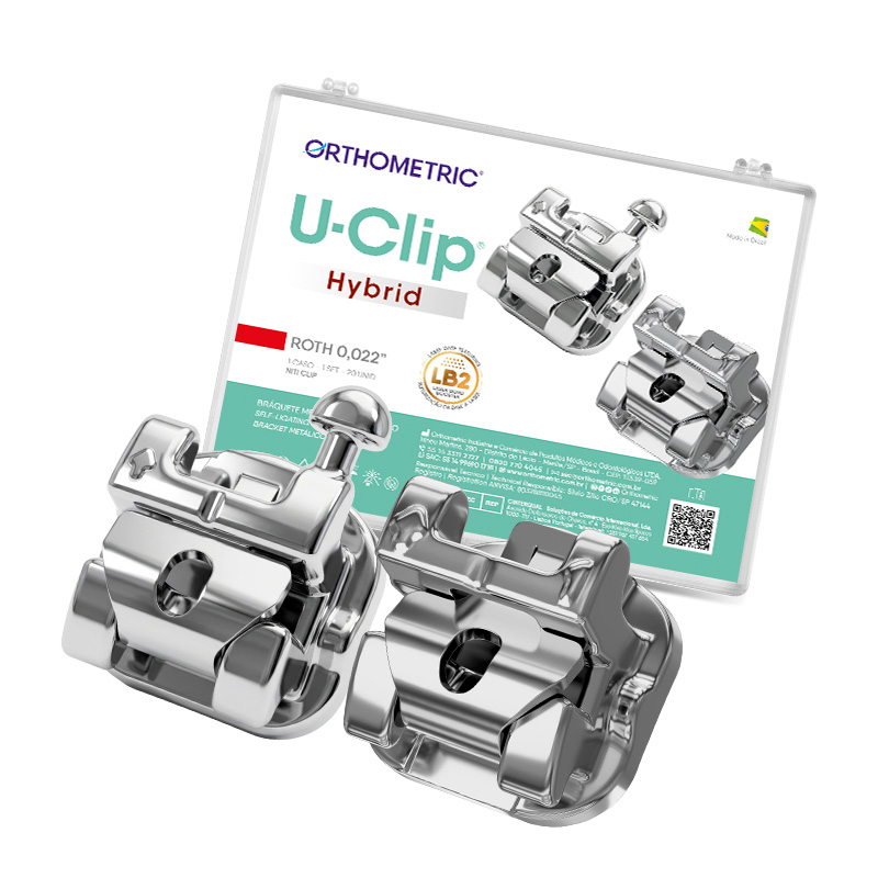 Braquete Metálico SLB Autoligado Híbrido U-Clip Roth 0.022 Kit 1 Caso Completo - Orthometric