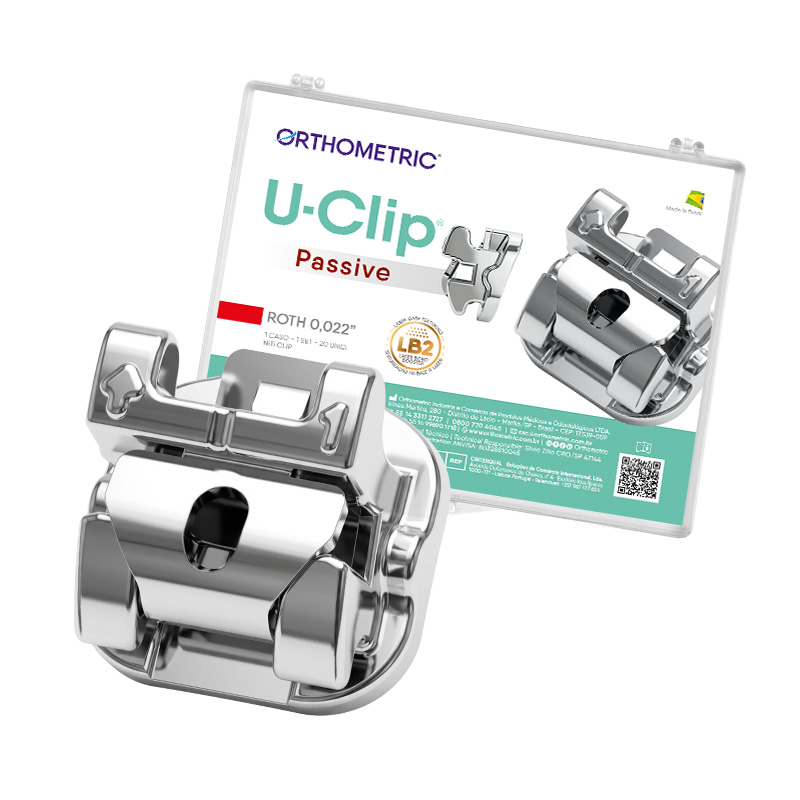 Braquete Metálico SLB Autoligado Passivo U-Clip Roth 0.022 com Gancho Inferior Direito Dente 43 Canino - Orthometric