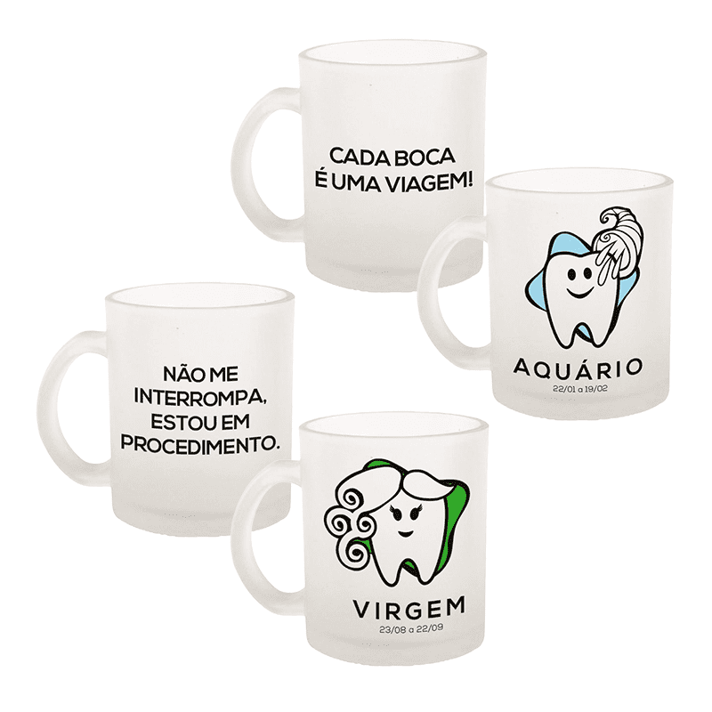 Clique na imagem para ampliar Caneca de Vidro Jateado - Signos