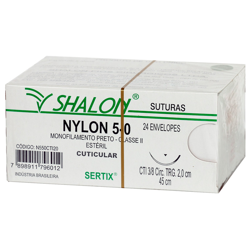 Fio de Sutura Nylon 3/8 20 mm 45 cm - Shalon