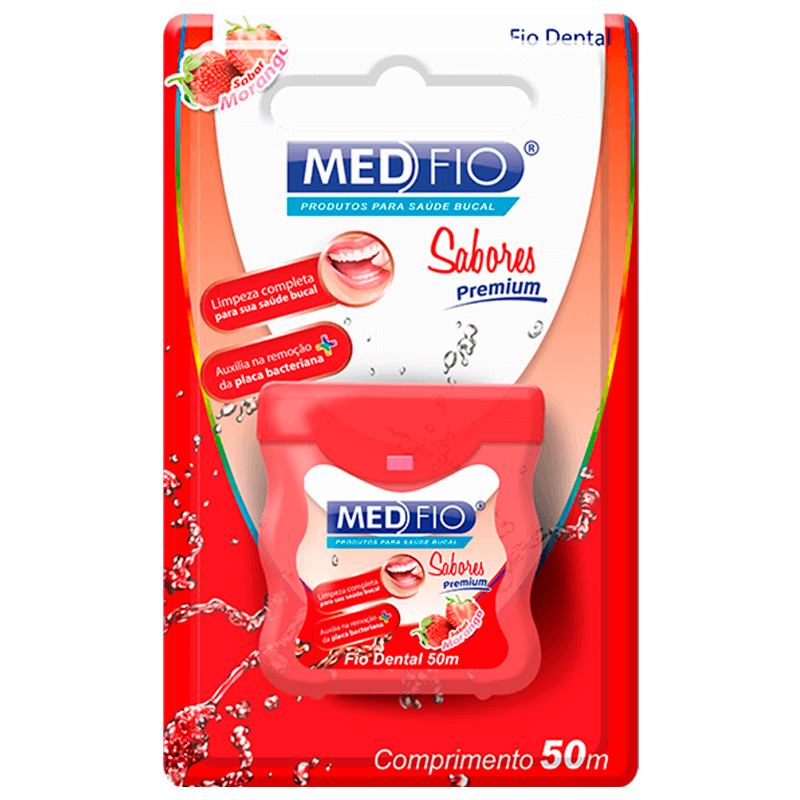 Fio Dental Sabores Encerado Morango 50m - Medfio