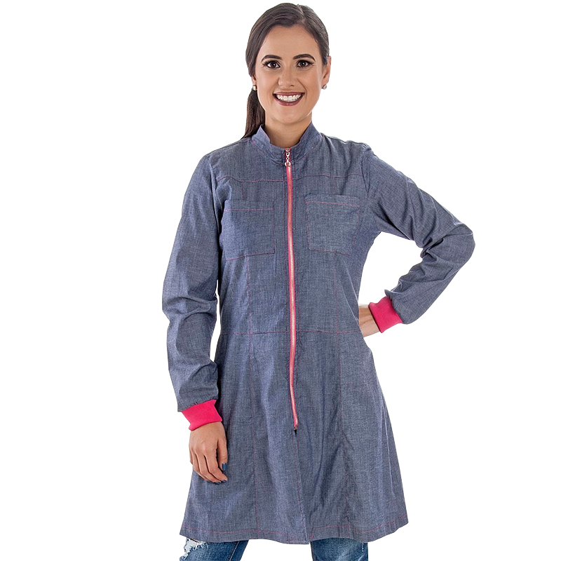 Clique na imagem para ampliar Jaleco Feminino Jeans Pink