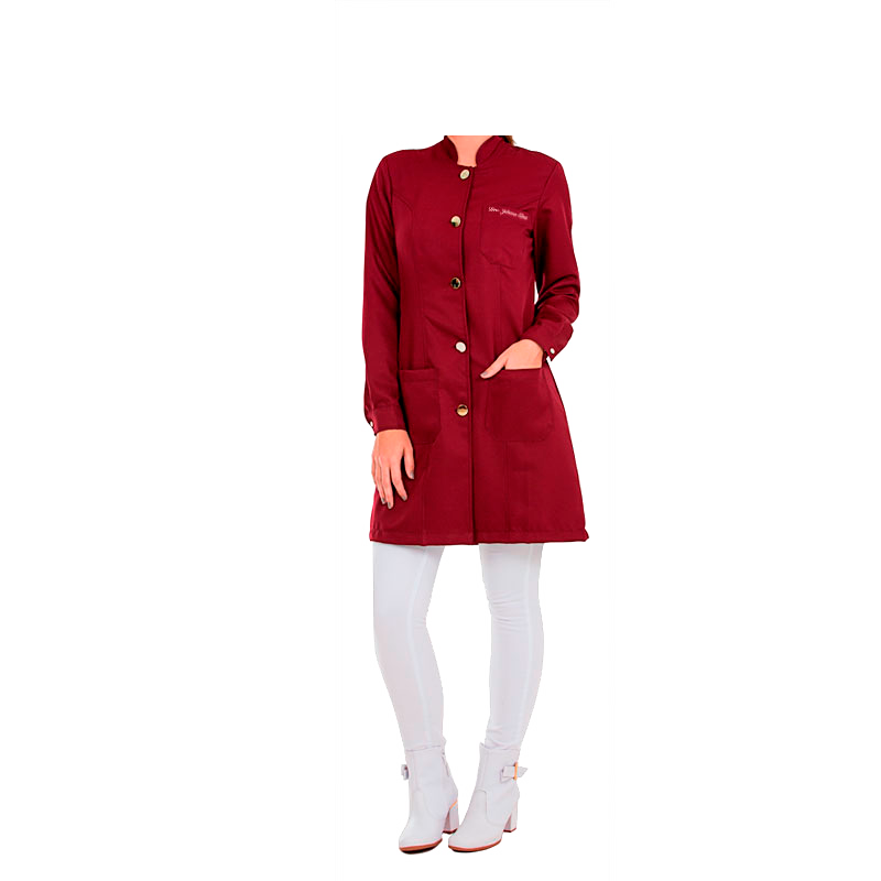 Clique na imagem para ampliar Jaleco Feminino Premium - Gola Padre - Vinho Marsala