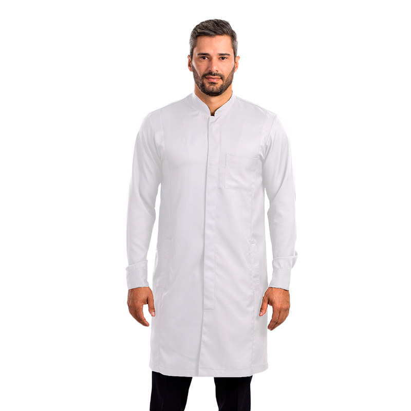 Clique na imagem para ampliar Jaleco Masculino Gola Padre Slim Fit c/ Punho - Branco