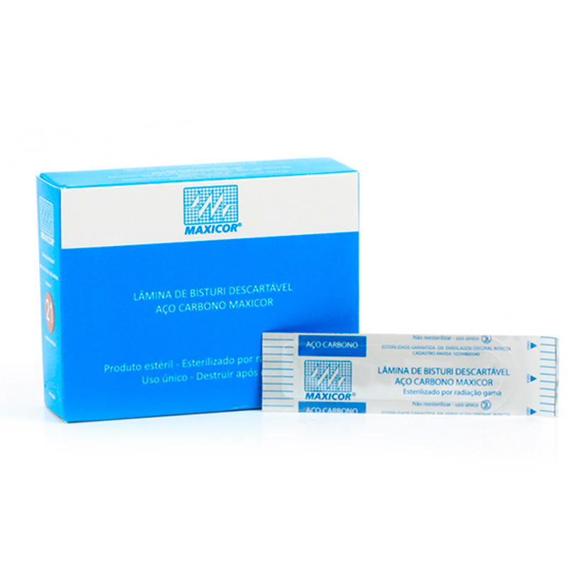 Lâmina para Bisturi Descartável Aço Carbono - Nº 24 - MAXICOR