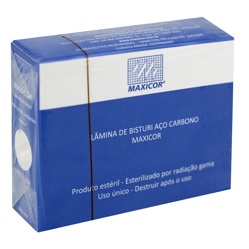 Lâmina de Bisturi Aço Carbono Descartável Nº 10 100unid. - Maxicor