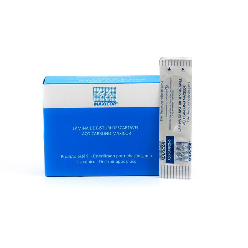 Lâmina de Bisturi Aço Carbono Descartável Nº 15 100unid. - Maxicor