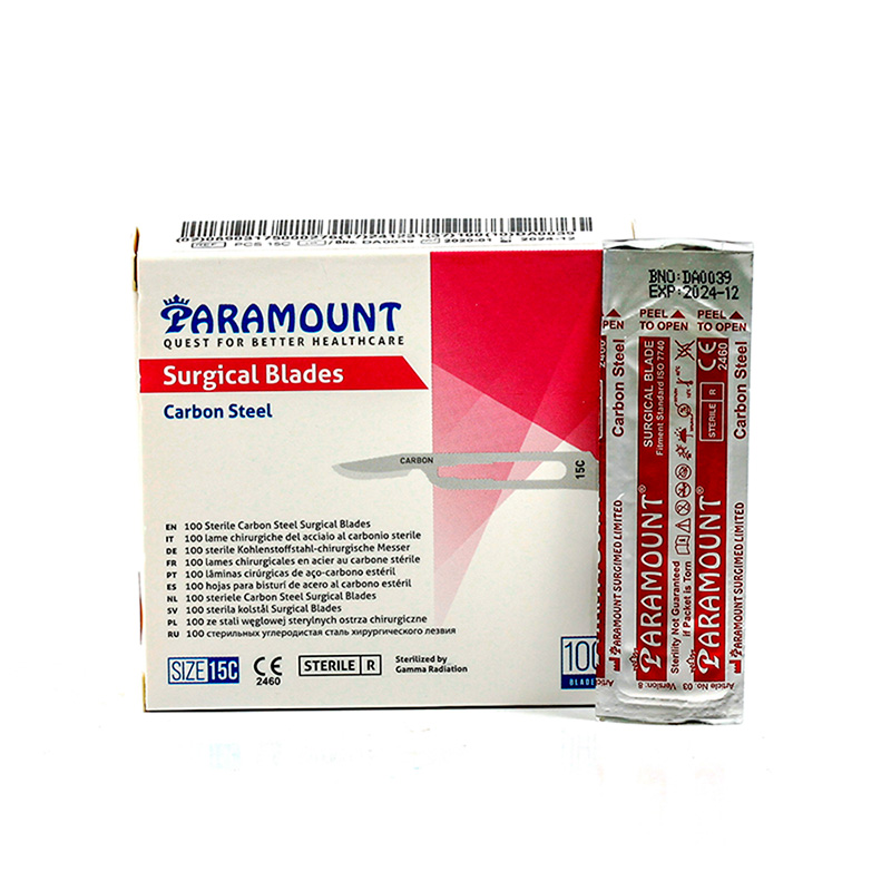 Lâmina de Bisturi Aço Carbono Descartável Nº 15C 100unid. - Paramount