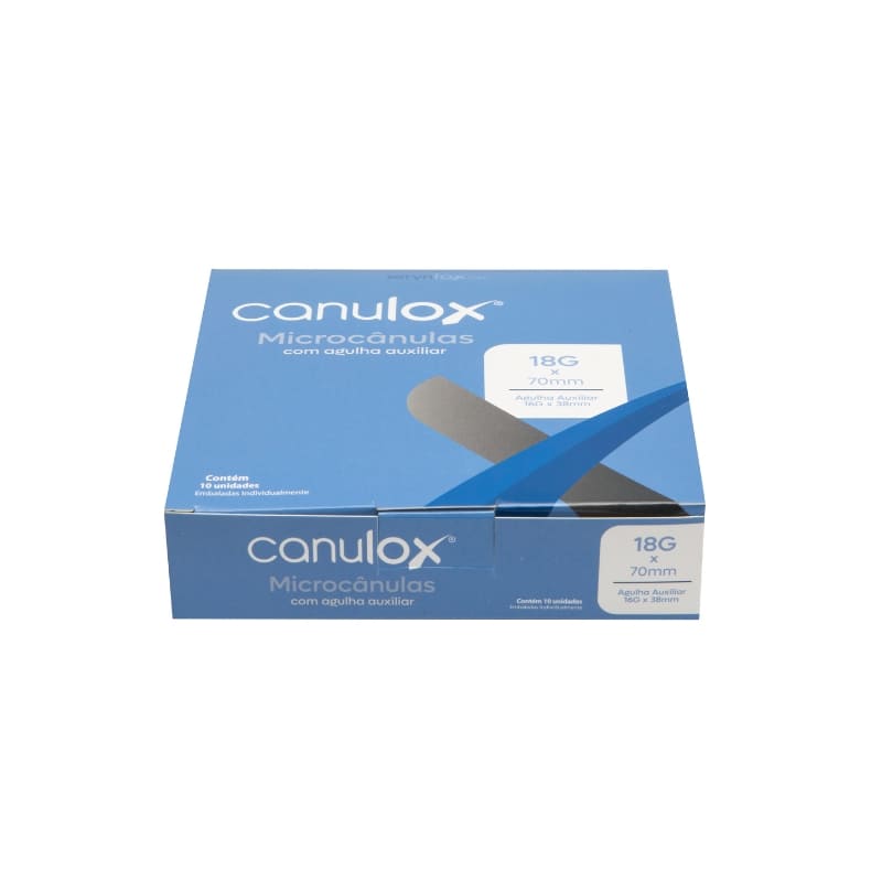 Microcânula Canulox 18Gx70 mm com Agulha Auxiliar 16Gx38 mm 0,8 mm 10unid. - Canulox