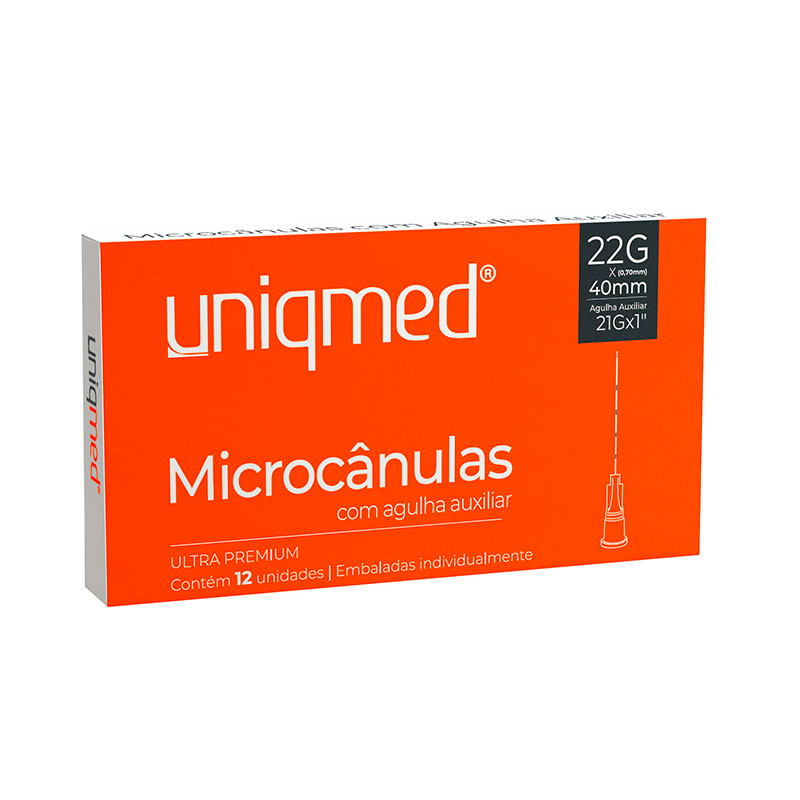Microcânula com Agulha Auxilia R(21G) 22G X 40 mm - Uniqmed