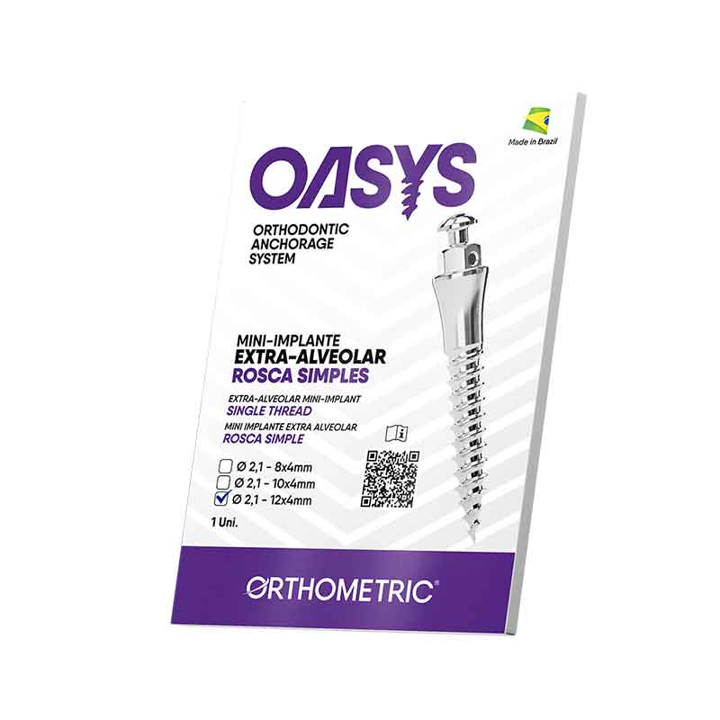 Mini-Implante Extra-Alveolar Oasys Diâmetro 2,1 mm Comprimento 12x4 mm - Orthometric