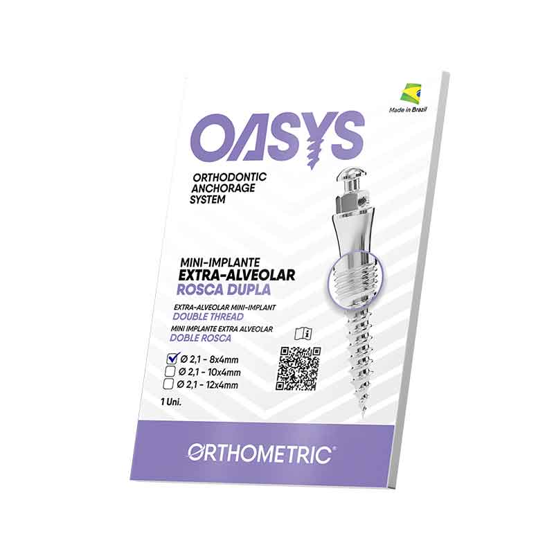 Mini-Implante Extra-Alveolar Oasys Rosca Dupla Diâmetro 2,1 mm Comprimento 8x4 mm - Orthometric