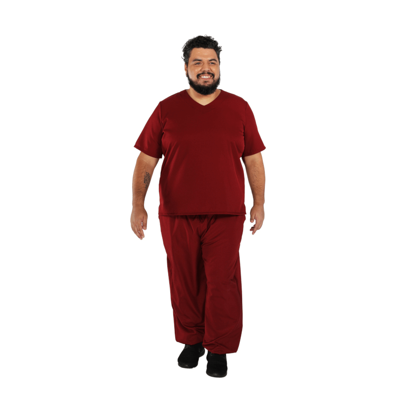 Pijama Scrub Masculino Students Bordô Plus Size Nº 52/54 - FunWork