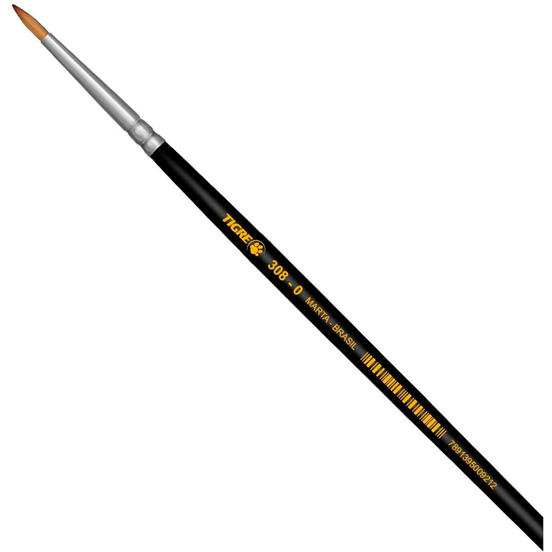 Pincel Artesanal Fino Preto 308 - N°2 - Tigre