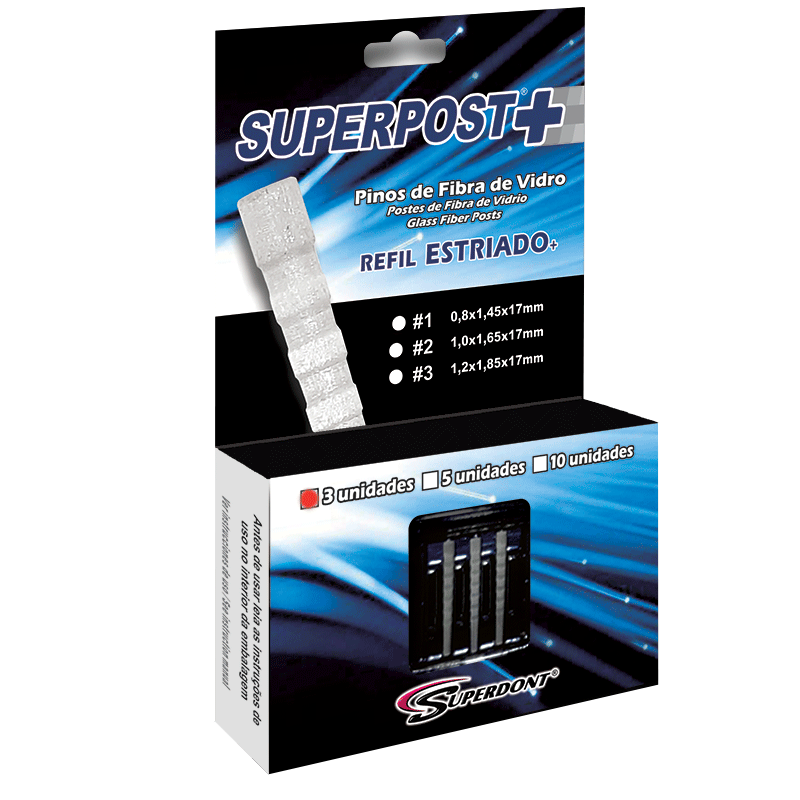 Clique na imagem para ampliar Pino de Fibra de Vidro Superpost+ Estriado Refil - 3 Pinos