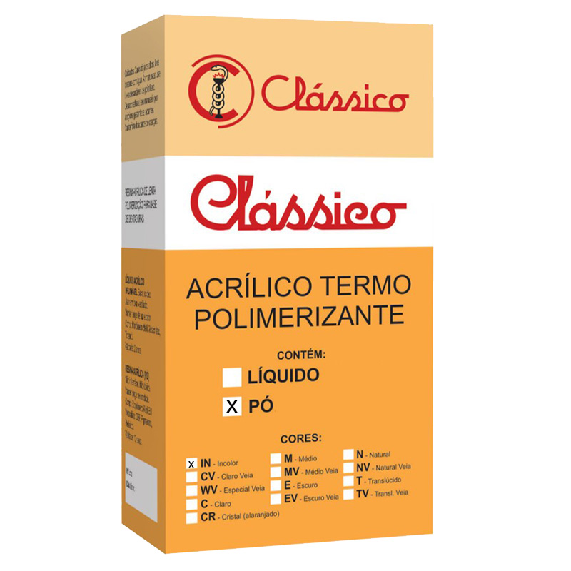 Resina Acrílica Termopolimerizável Pó Incolor 1 kg - Clássico