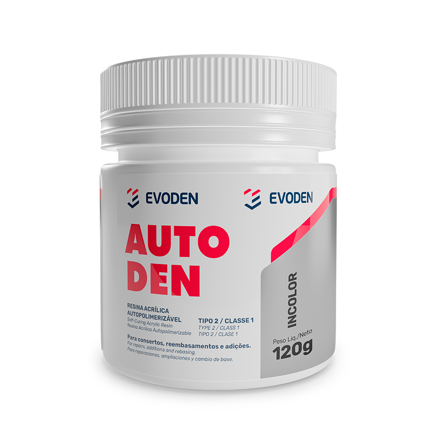 Resina Acrílica Autopolimerizável Autoden Pó Rosa 120G - Evoden