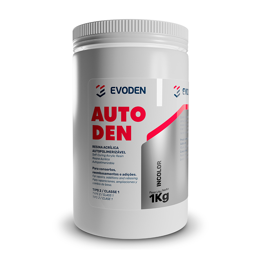 Resina Acrílica Autopolimerizável Autoden Pó Rosa 1 kg - Evoden