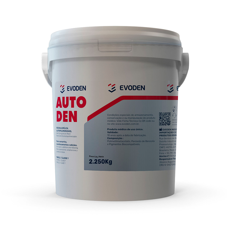 Resina Acrílica Autopolimerizável Autoden Pó Incolor 2,250 kg - Evoden