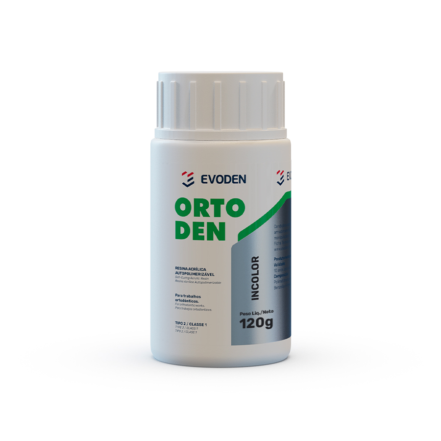 Resina Acrílica Autopolimerizável Ortoden Pó Vermelho 120G - Evoden