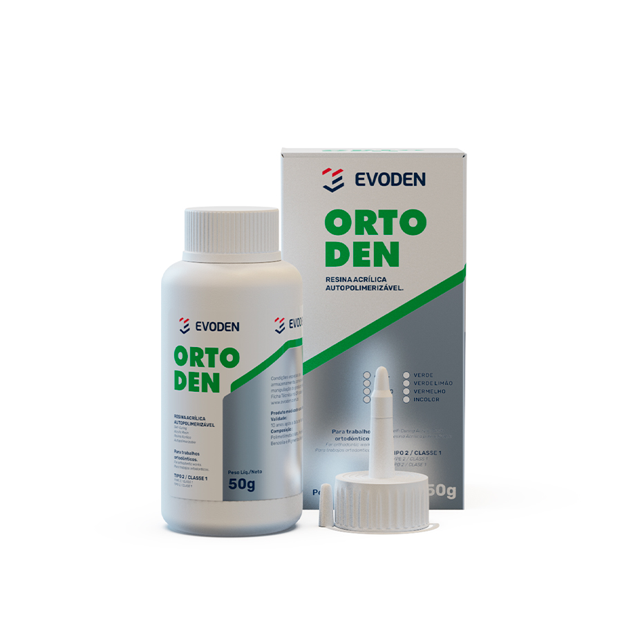 Resina Acrílica Autopolimerizável Ortoden Pó Verde 50G - Evoden