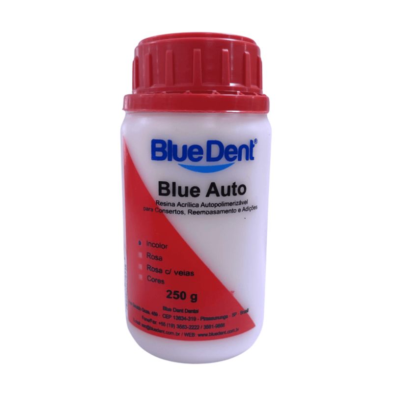 Resina Acrílica Pó Autopolimerizável Incolor 250G - Blue Dent