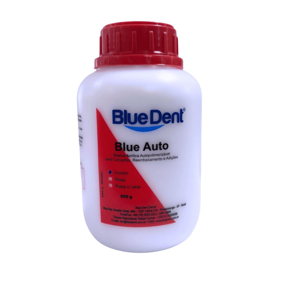 Resina Acrílica Pó Autopolimerizável Rosa 500G - Blue Dent