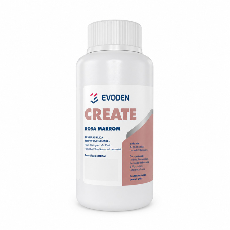 Resina Acrílica Termopolimerizável Create Rosa Marrom 50G - Evoden