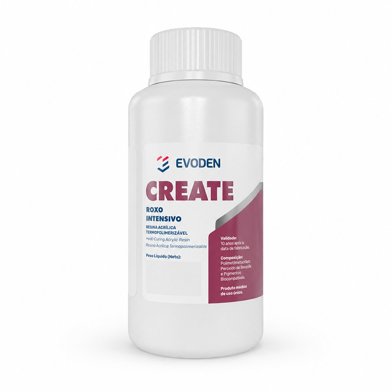 Resina Acrílica Termopolimerizável Create Rosa Roxo Intesivo 50G - Evoden