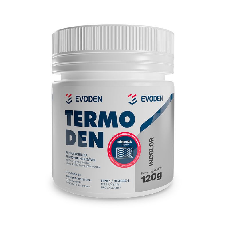 Resina Acrílica Termopolimerizável Híbrida Termoden Pó Rosa Escuro com Veias 120G - Evoden