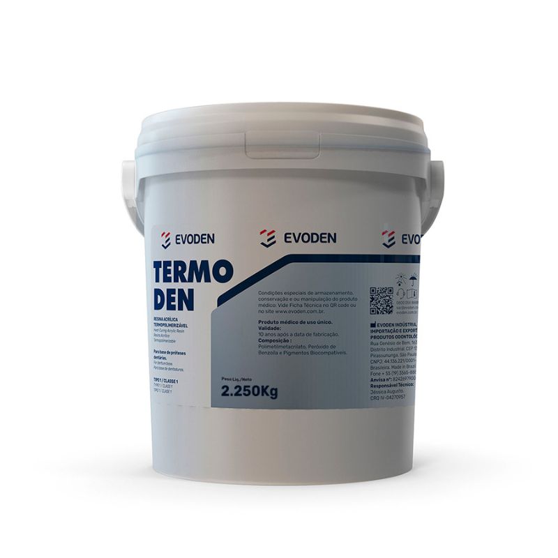 Resina Acrílica Termopolimerizável Híbrida Termoden Pó Incolor 2,250 kg - Evoden