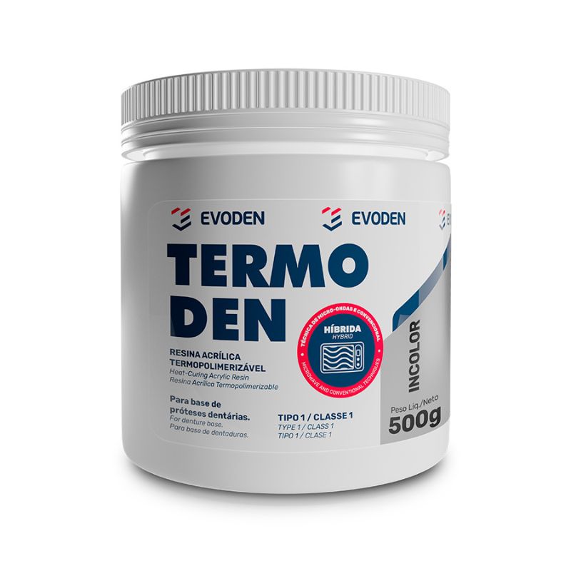 Resina Acrílica Termopolimerizável Híbrida Termoden com Veias Rosa Claro Pó 500G - Evoden