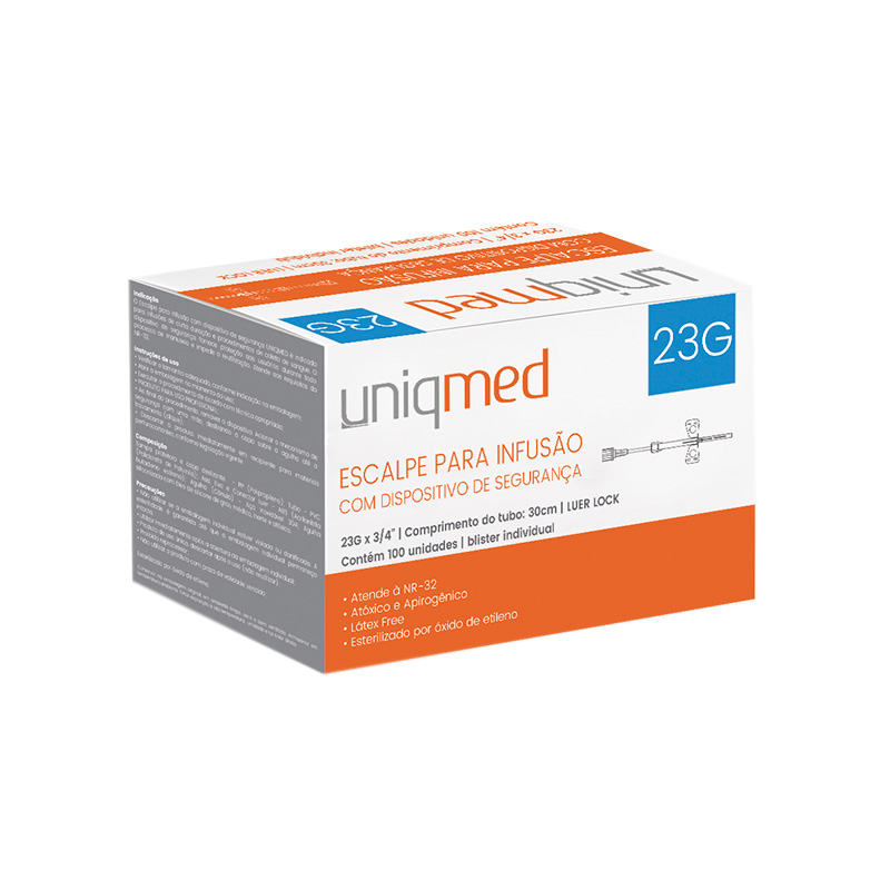 Scalp de Segurança para Infusão 23G 100unid. - Uniqmed